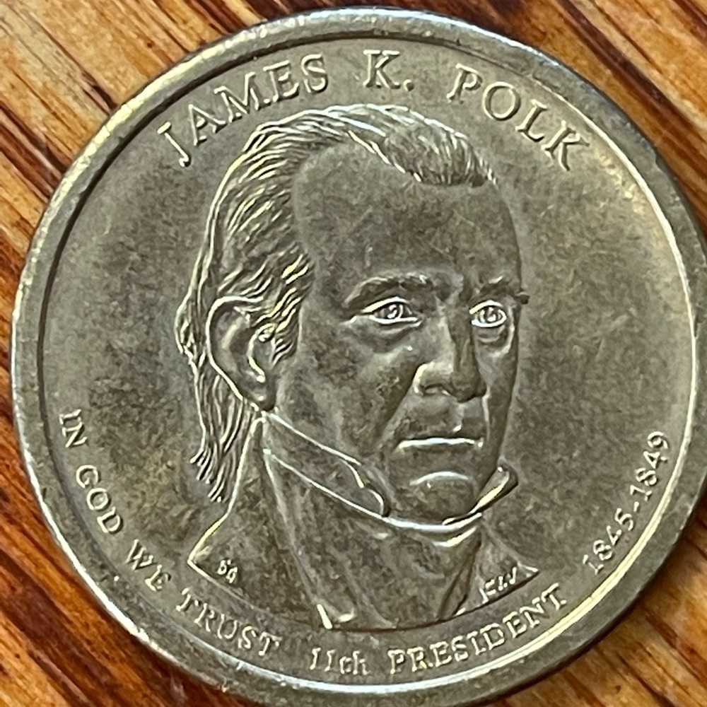 James Polk $1 golden coin